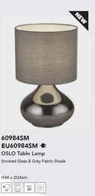 Veioza/Lampa de masa design decorativ Oslo fumuriu/gri