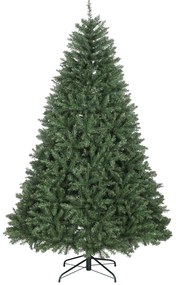 HOMCOM Brad de Crăciun Artificial 210 cm cu 2641 Ramuri Ignifuge, Brad de Crăciun Artificial Dens și Realist cu Bază Metalică Pliabilă, Asamblare Ușoară, pentru Casă și Spații Interioare, Verde | Aosom Romania