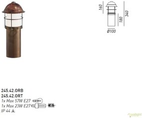 Stalp de exterior, inaltime 34cm cu protectie IP44, Garden 245.42.OR