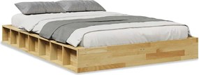 vidaXL Cadru de pat fără saltea 120x190 cm din lemn masiv de stejar