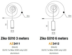 Accesoriu/ Cablu 6 metri cu pendul Ziko GU10 ZZ AZ3412
