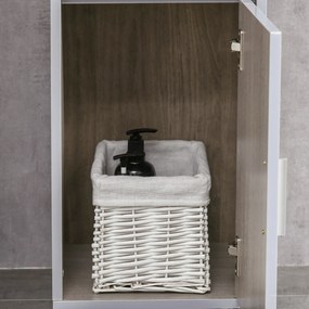 KLEANKIN Mobilier pentru baie inaltat din MDF, 30x32x87cm, Gri si Lemn