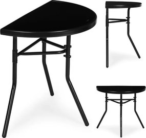 Masă balcon jumătate rotundă negru - sticlă cu structură metalică