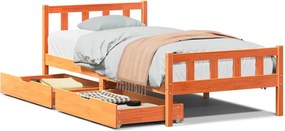 vidaXL Cadru pat fără saltea, maro ceruit, 75x190 cm, lemn masiv pin