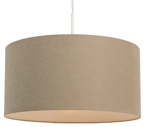 Lampă suspendată rustică albă cu abajur maro deschis 50cm - Combi