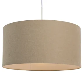Lampă suspendată rustică albă cu abajur maro deschis 50cm - Combi