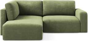 Colțar verde extensibil/cu spațiu de depozitare cu tapițerie din chenille (cu colț pe partea stângă/în formă de ”L”) Kona – Makamii