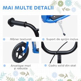 HOMCOM Monopatin cu 2 Roți pentru Copii 5-12 Ani cu Frână Posterioră și Ghidon Reglabil, Monopatin din Oțel și Plastic, 120x52x80-88 cm, Albastru | Aosom Romania