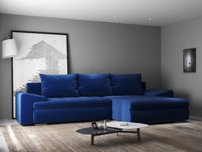 Colțar extensibil dumonde cu ladă de depozitare si sezut confortabil din spuma high-density, Leonardo Royal Albastru 260x185 cm II