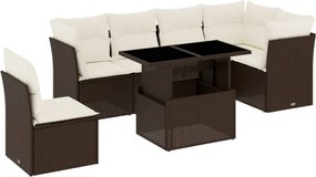 vidaXL Set canapele de grădină cu perne, 7 piese, maro, poliratan