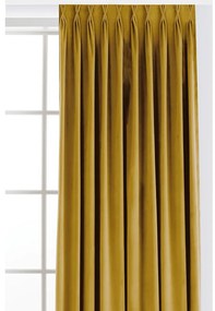 Draperie galben-muștar dimout (semi-opacă) din catifea 140x300 cm Velto – Filumi