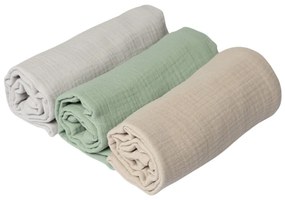 Set 3 paturici din muselina dubla moale 78x78 cm Kidizi Natur, 100% bumbac