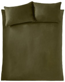 Lenjerie de pat kaki din catifea pentru pat dublu, extinsă 230x220 cm Kingsley – Catherine Lansfield