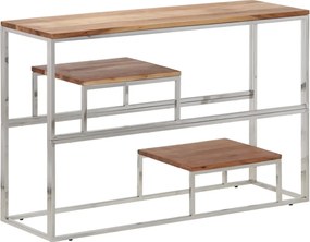 vidaXL Măsuță consolă, oțel inoxidabil argintiu și lemn masiv acacia