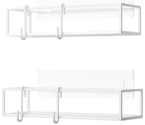 Rafturi pentru baie albe 2 buc. autoadezive din oțel Cubiko – Umbra