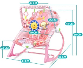 Balansoar cu vibrații și muzică, până la 18 kg, roz