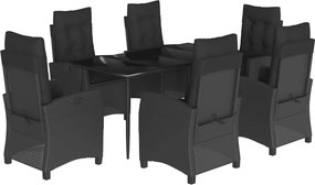 vidaXL Set mobilier de grădină cu perne, 7 piese, negru, poliratan