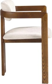 Scaun dining material textil alb-galbui si lemn Off-white