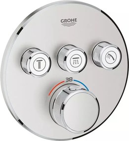 Baterie dus incastrata cu termostat Grohe Grohtherm SmartControl 3 iesiri crom periat Supersteel