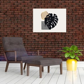 Tablou - Abstracție cu frunze tropicale N⁰2 (70x50 cm)