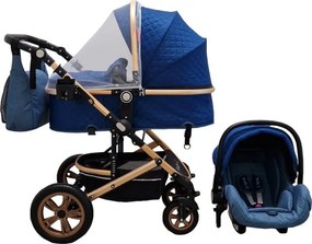 Carucior nou nascuti 3 in 1 Baby Care™ PRO 530, Cu geanta bebe, Cadru Aluminiu , Amortizoare, Roti din cauciuc plin AVE, Landou, Scoica auto, Spatar