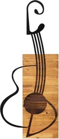 Decoratiune perete GITAR, stejar/negru, metal/lemn, 39x3x93 cm