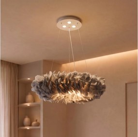 Brilagi - Candelabru LED suspendat pe cablu FEATHER 3xE27/40W/230V + 3xLED/3W Ø 50 cm, gri