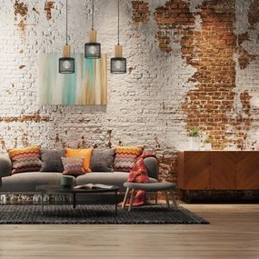 Lustră pe cablu SOBRESA 3xE27/60W/230V neagră/lemn