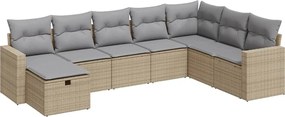 vidaXL Set canapele de grădină, 8 piese, cu perne, bej, poliratan