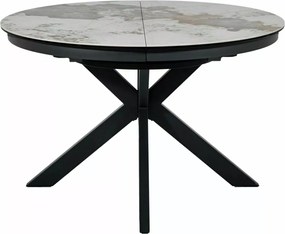 Masa extensibila Porto Ceramic alb lucios/negru mat L120-160xl120 cm