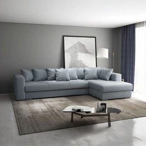 Colțar extensibil dumonde cu ladă de depozitare si sezut confortabil din spuma high-density, Gloria Zoom Grey II 320x183 cm