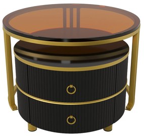 Măsuță de cafea 2-în-1 Rotundă din MDF, Negru | Aosom Romania