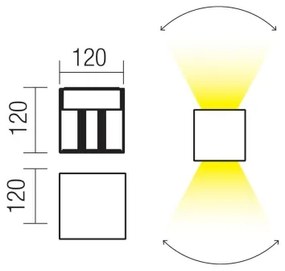 Redo 90298 - Aplică LED de exterior VARY, 2x LED de 10 W, 230 V, 3000 K, IP54, maro