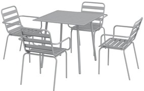 Outsunny Set de masă de grădină de 5 piese, Set de mobilier de exterior, rezistent la intemperii, design modern, 80 x 80 x 74 cm, Gri | Aosom Romania