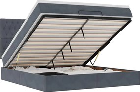 vidaXL Cadru de pat otoman cu saltele Gri închis 160x200cm catifea