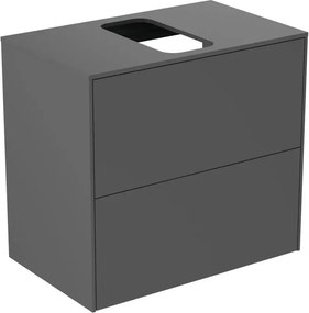 Dulap baza suspendat Ideal Standard Atelier Conca 2 sertare si blat cu decupaj central 60 cm antracit mat