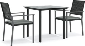 vidaXL Set mobilier de grădină cu perne, 3 piese, poliratan și oțel