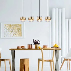 Lustră pe cablu MILEY 4xE27/60W/230V neagră/alamă Globo 15560-4H