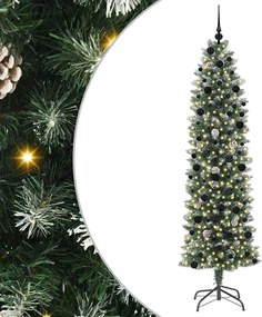 vidaXL Copac Artificial Slăb de Crăciun cu 300 LED Verde și alb 240 cm