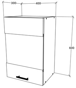 Corp haaus Karo, O Usa, cu sticla, Gri Lucios/Alb, MDF, 40 x 30 x 60 cm