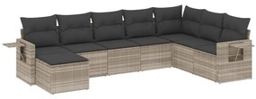 3252899 vidaXL Set mobilier de grădină cu perne, 8 piese gri deschis poliratan