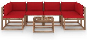 Set mobilier de gradina cu perne, 7 piese, lemn de pin tratat