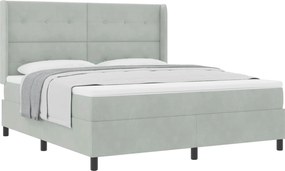 vidaXL Pat cu arcuri cu saltea Gri deschis 180 x 200 cm Catifea