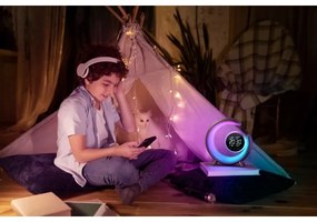 Immax 08981L - Lampă de birou LED RGBW dimabilă cu ceas PEACOCK LED/20W/5V USB