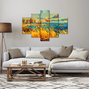 Tablou - Apus de soare peste lac, pictură acrilică (150x105 cm)
