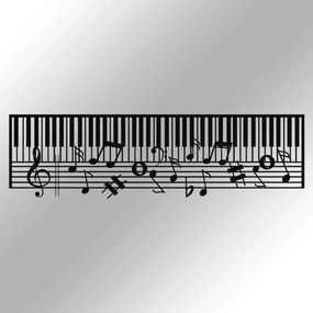 Decoratiune perete Piano - M121, negru, metal, 70x30 cm