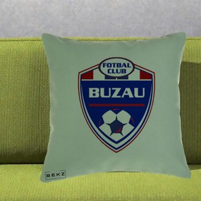 Perna Personalizata FC Buzau Fotbal, 40x40 cm, Verde, Husa Detasabila, Perna Inclusa, BEKZ®