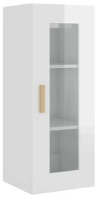 812453 vidaXL Dulap de perete suspendat, alb extralucios, 34,5x34x90 cm