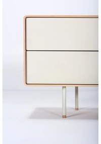 Comodă TV albă/în culoare naturală din lemn de stejar 150x64 cm Fina – Gazzda