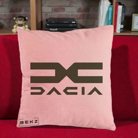 Perna Personalizata cu emblema Dacia, 40x40 cm, Roz, Husa Detasabila, Perna Inclusa, BEKZ®
